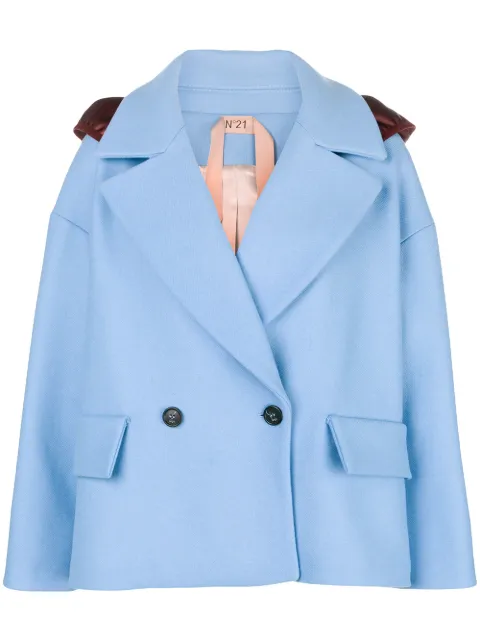 N°21 Oversized Double-Breasted Hooded Jacket In Blue