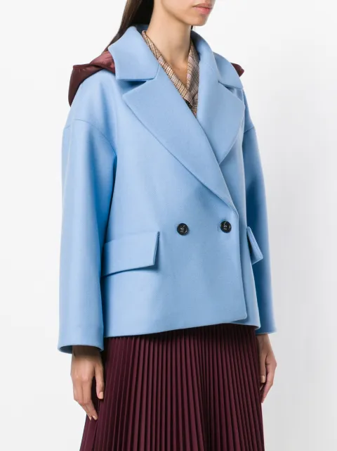 N°21 Oversized Double-Breasted Hooded Jacket In Blue