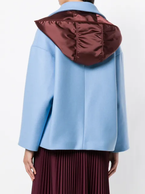 N°21 Oversized Double-Breasted Hooded Jacket In Blue