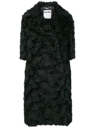 moschino black fur coat