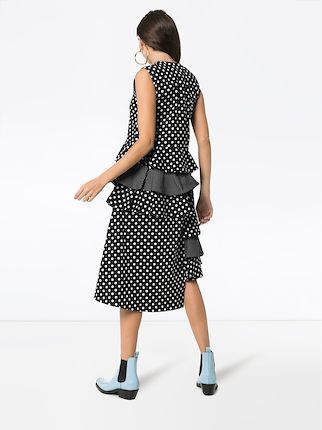 polka dot ruffle detail cotton dress展示图