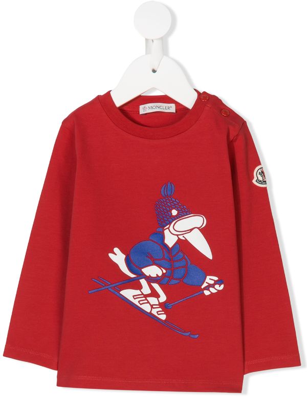 Moncler Kids skiing bird print T-shirt 