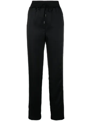 Prada Tailored logo-plaque Trousers | Black | FARFETCH