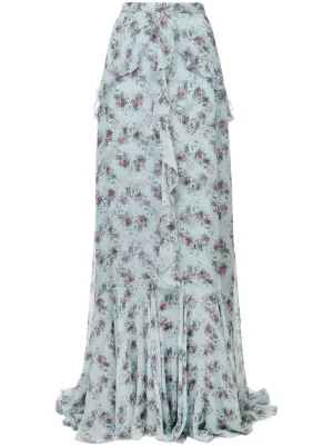 floral flared maxi skirt