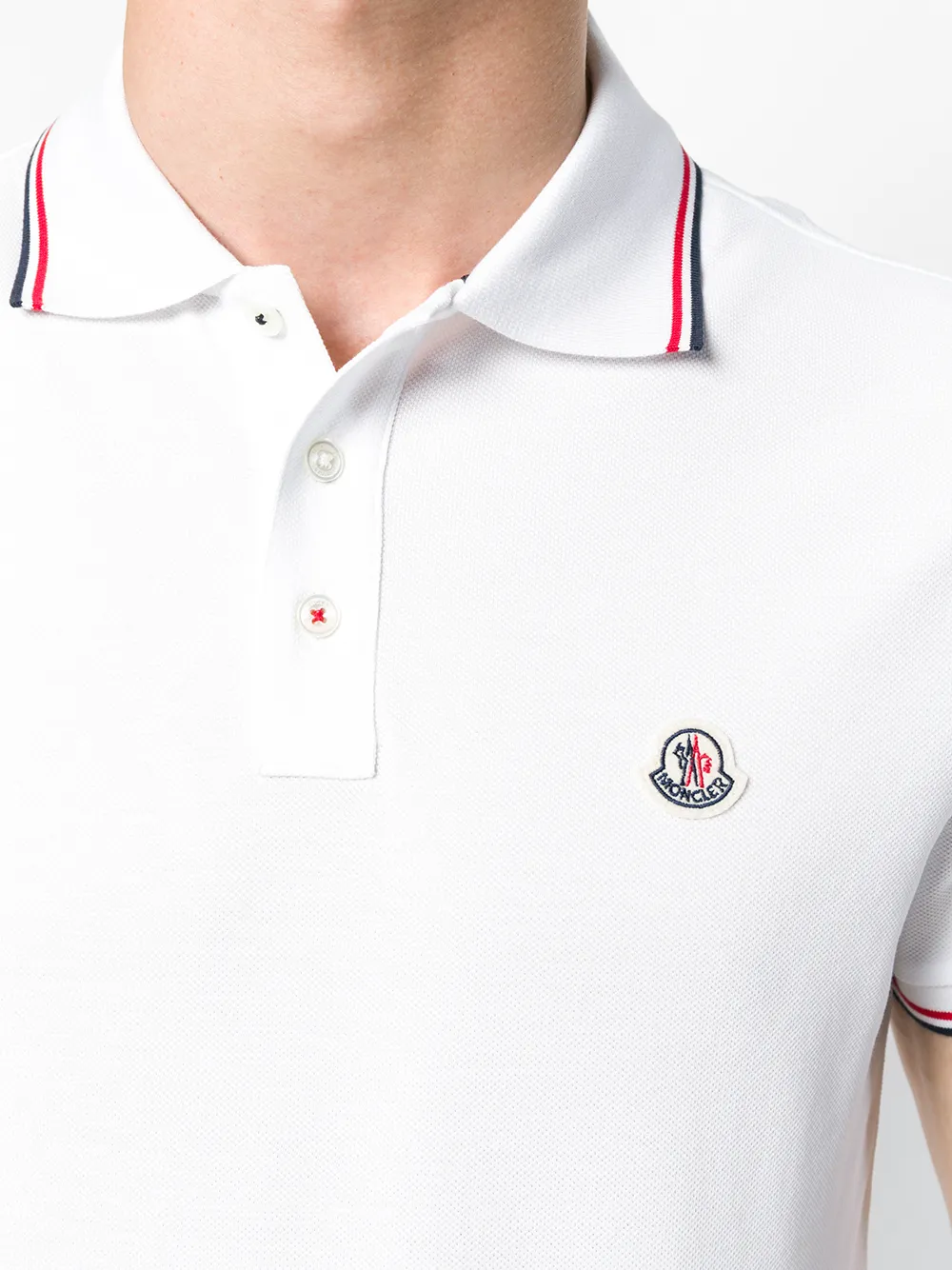 Moncler striped trim polo shirt clearance