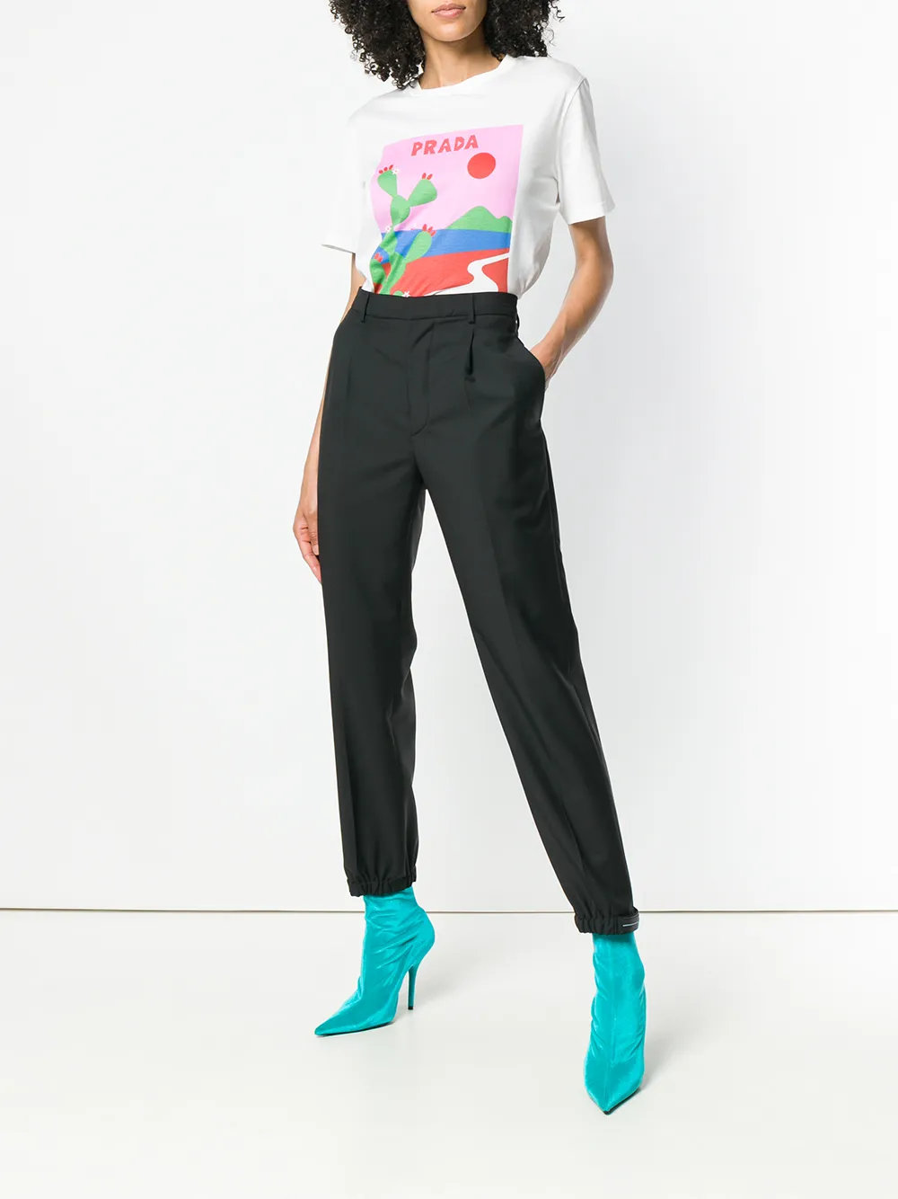 Prada high waist tapered trousers - Zwart