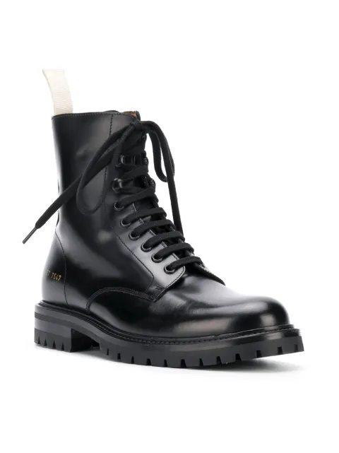 woman by common projects combat boots