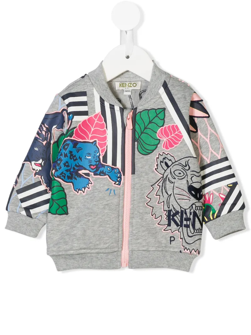 Kenzo Kids толстовка на молнии с принтом