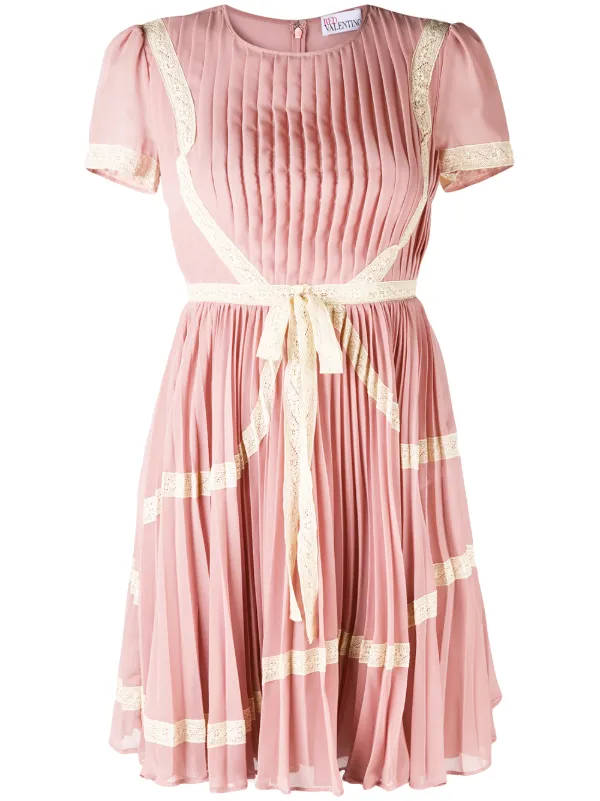 Redvalentino Kanten Plisse Jurk Met Plooien Farfetch