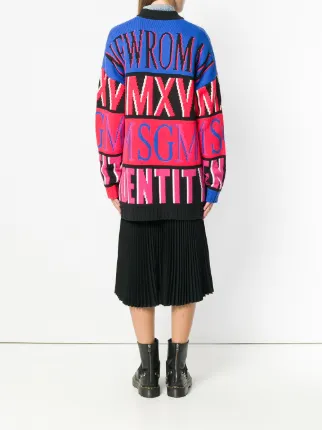 Oversized Msgm Intarsia Knit Cardigan Farfetch lKJc13TF