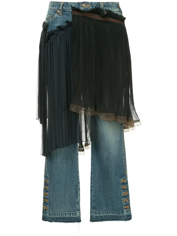 jeans with skirt overlay