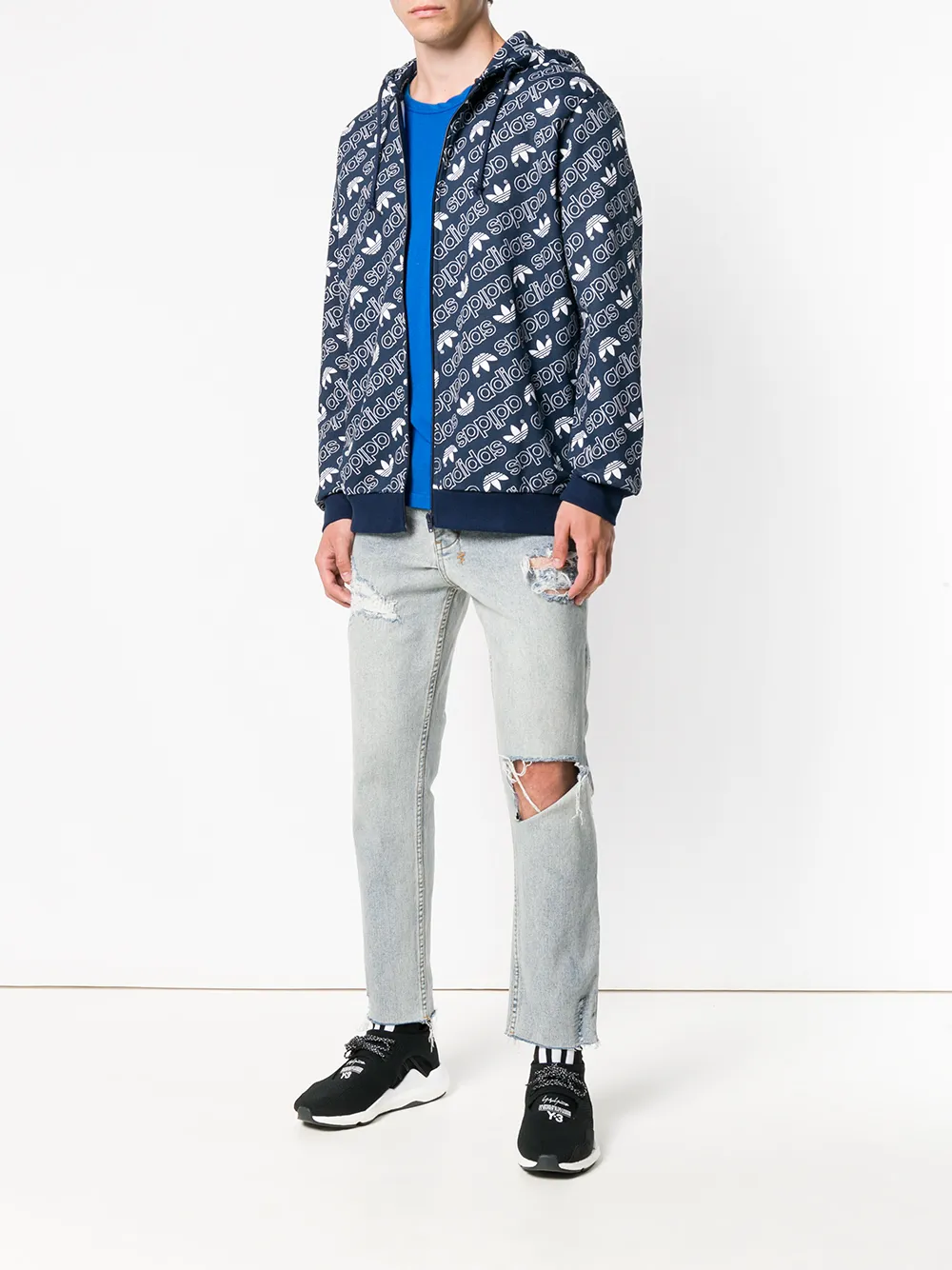 adidas hoodie met rits Blauw