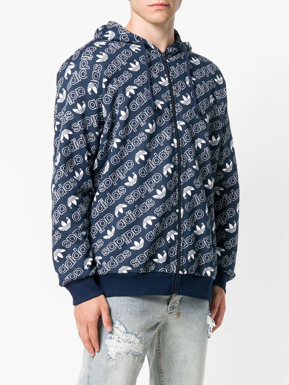 adidas hoodie met rits Blauw