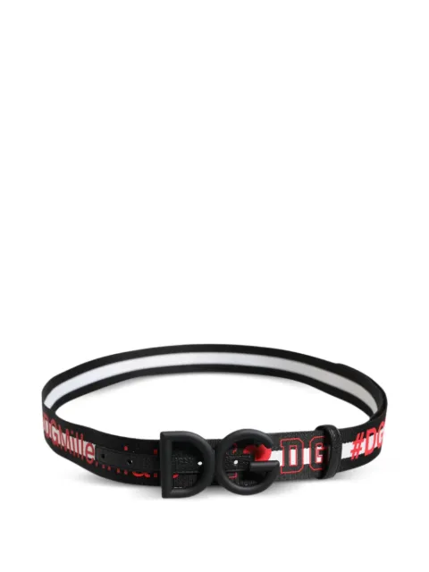 Dolce & Gabbana black and red #DG Millennials logo buckle belt