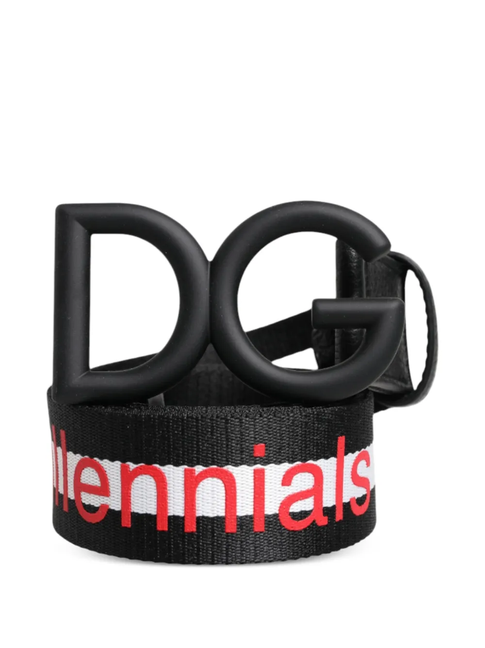 Dolce & Gabbana zwarte en rode #DG Millennials gespriem met logo