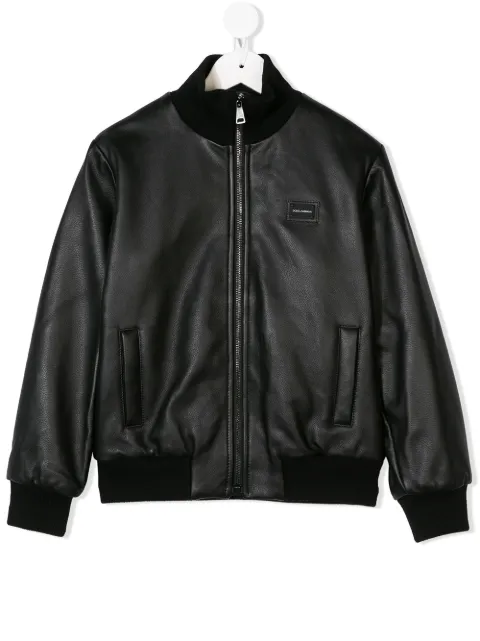 Dolce & Gabbana Kids leather bomber jacket