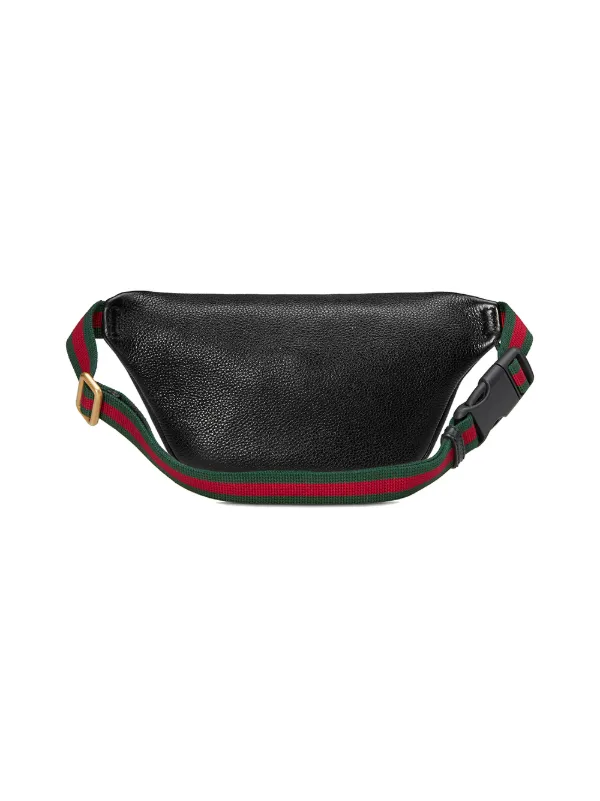 gucci print leather belt bag size