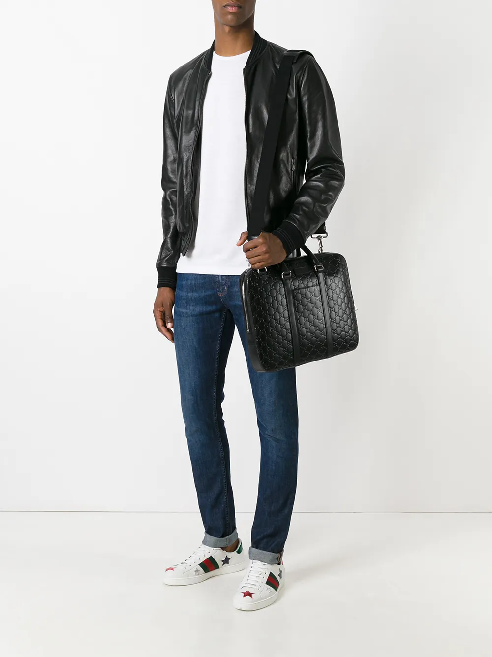 gucci signature leather briefcase