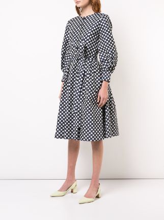 polka-dot flared midi dress展示图