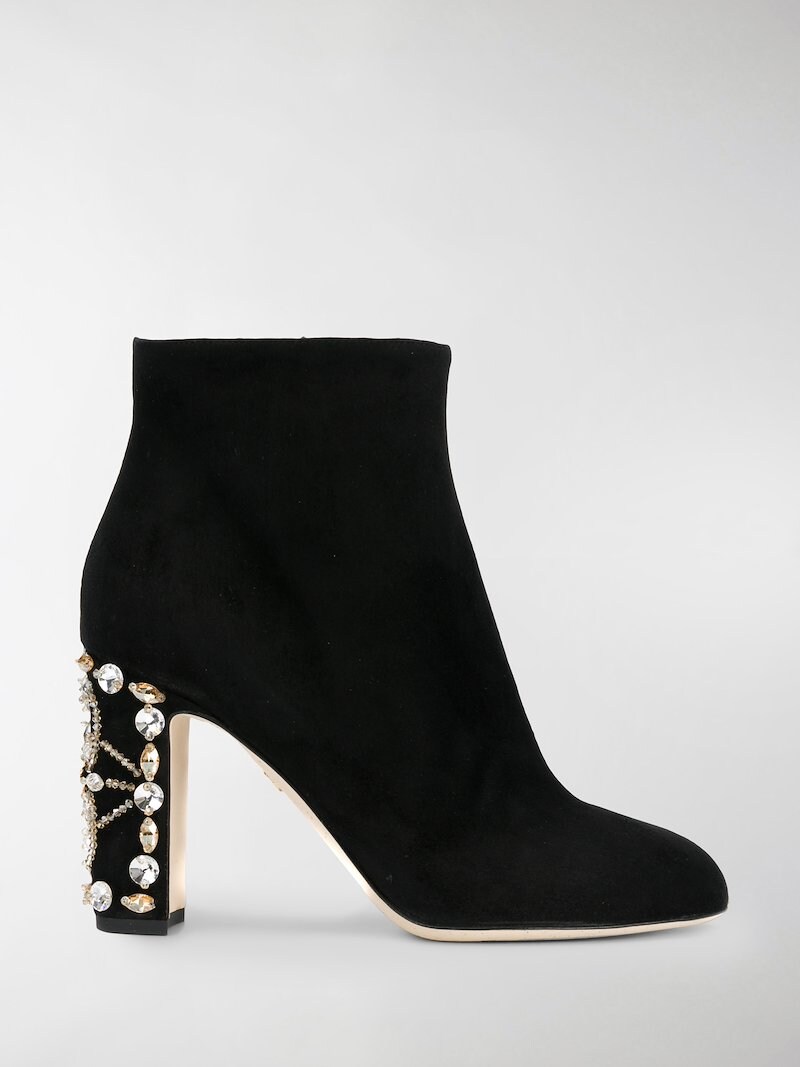 Dolce & Gabbana crystal-embellished ankle boots black | MODES