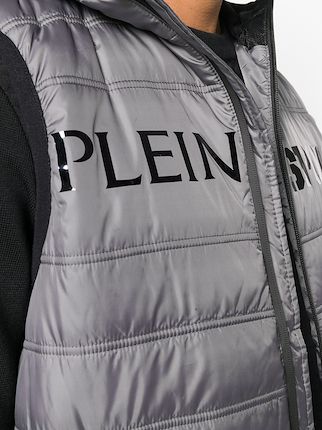 logo print puffer vest展示图