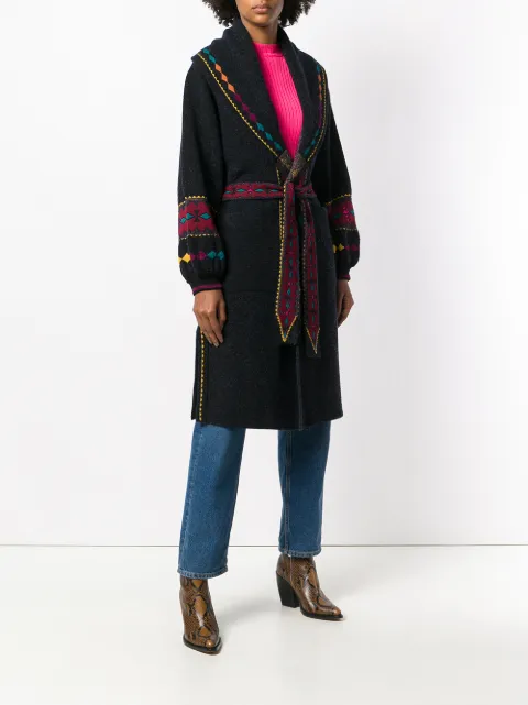 Etro Patterned Tie Cardigan In Black