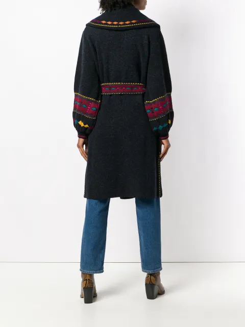 Etro Patterned Tie Cardigan In Black