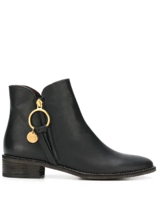 See By Chloe Louise Flat Ankle Boots Noir FARFETCH CM