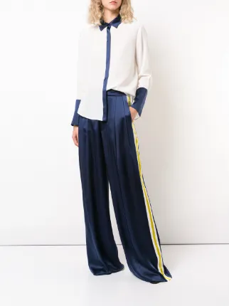 satin side stripe palazzo pants展示图