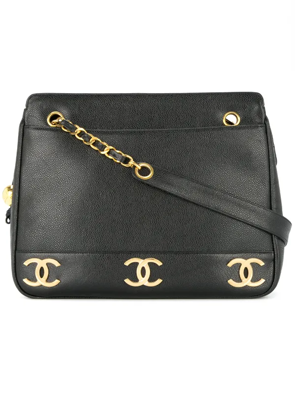 CHANEL Pre-Owned ロゴ ショルダーバッグ | ブラック | FARFETCH JP
