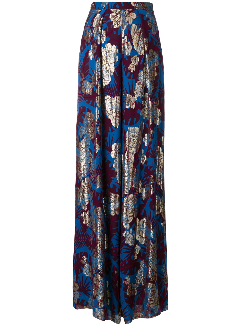 Talbot Runhof metallic floral wide-leg trousers