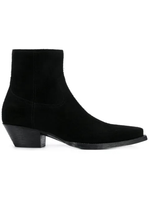 Click to view more detailed imagery on our partner's website Saint Laurent Men's Lukas Western Suede Boots In Black