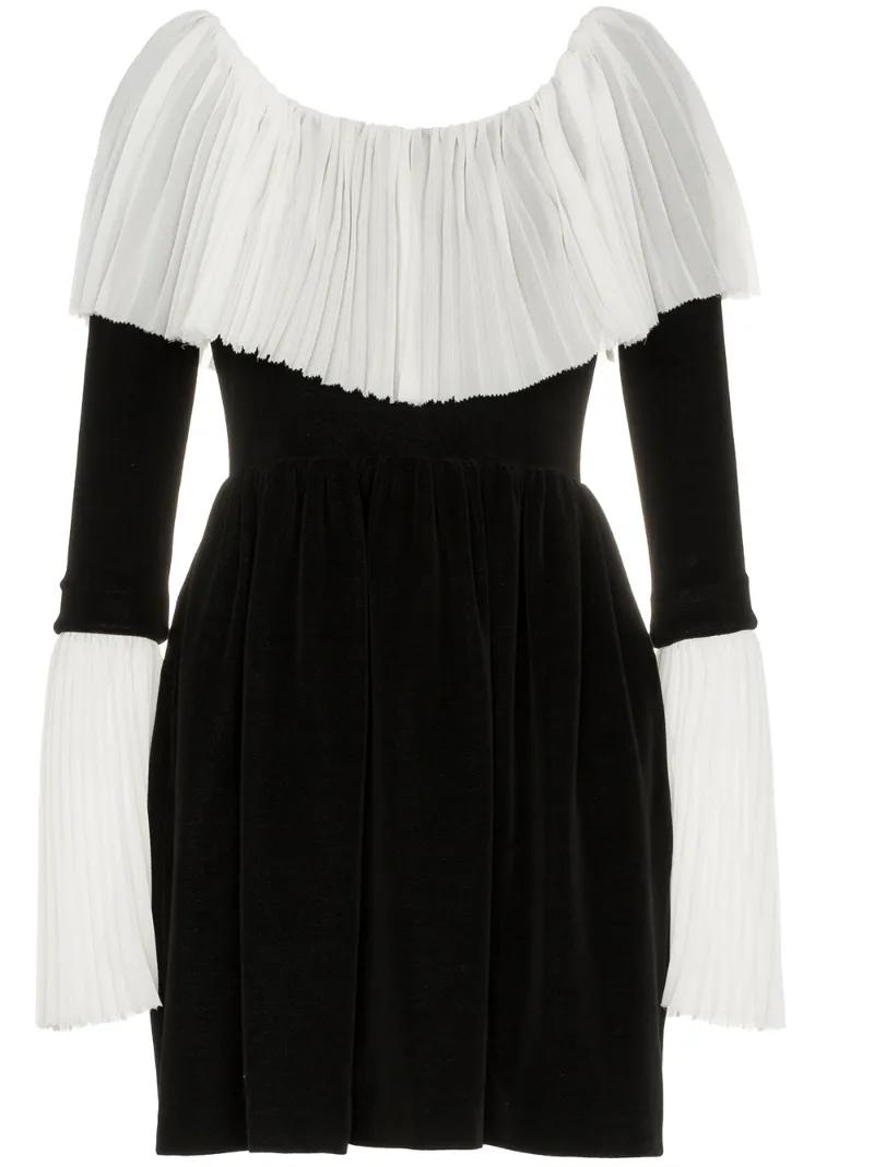 velvet collar dress Pushbutton