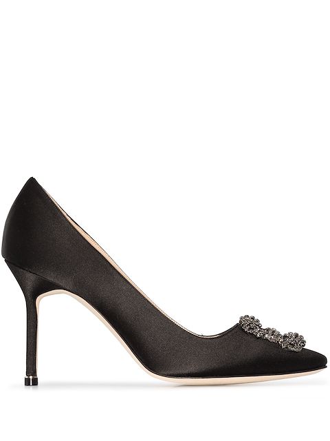Manolo Blahnik Hangisi 90mm appliqué satin pumps