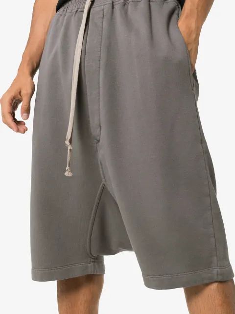 RICK OWENS RICK OWENS DRKSHDW GREY DROP-CROTCH CROPPED COTTON SHORTS - 06 GREY