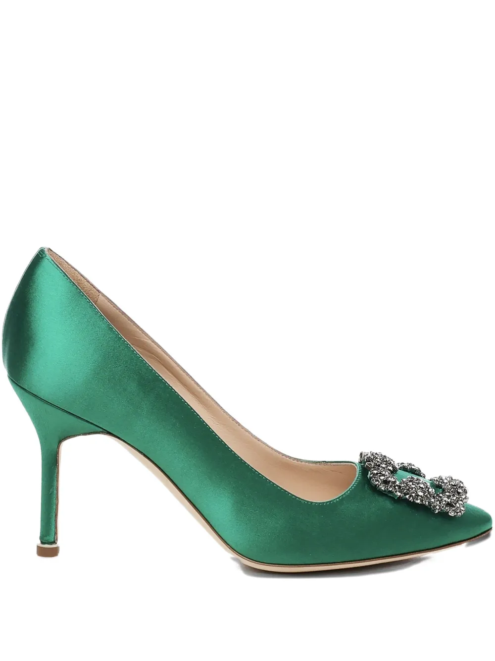 Manolo Blahnik 90mm Hangisi satin pumps | Green | Image 1