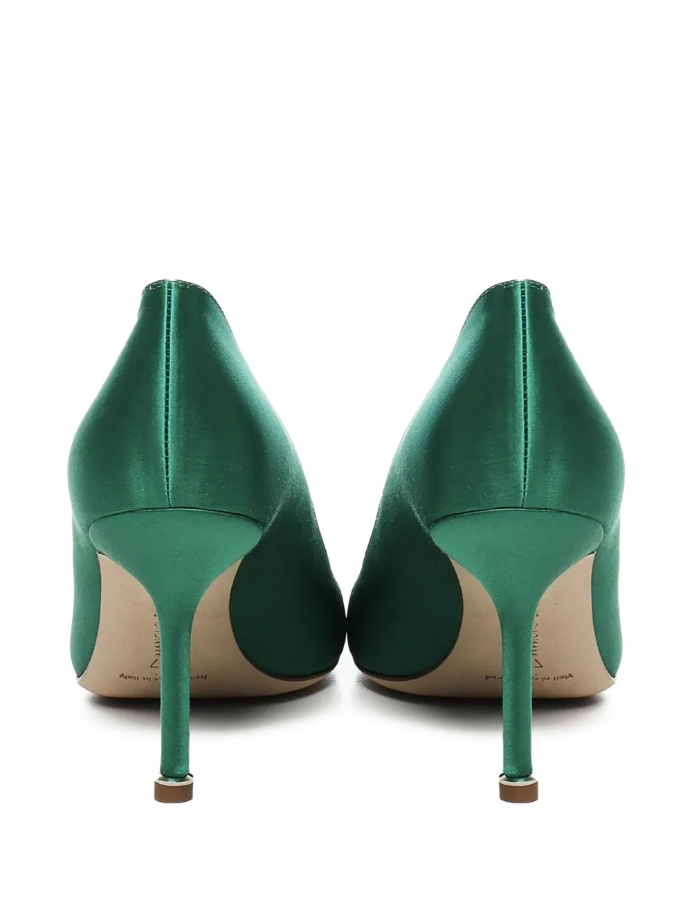  Manolo Blahnik 90mm Hangisi Satin Pumps - Green 