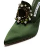 Manolo Blahnik Tilda 105 Satin Crystal Embellished Mules