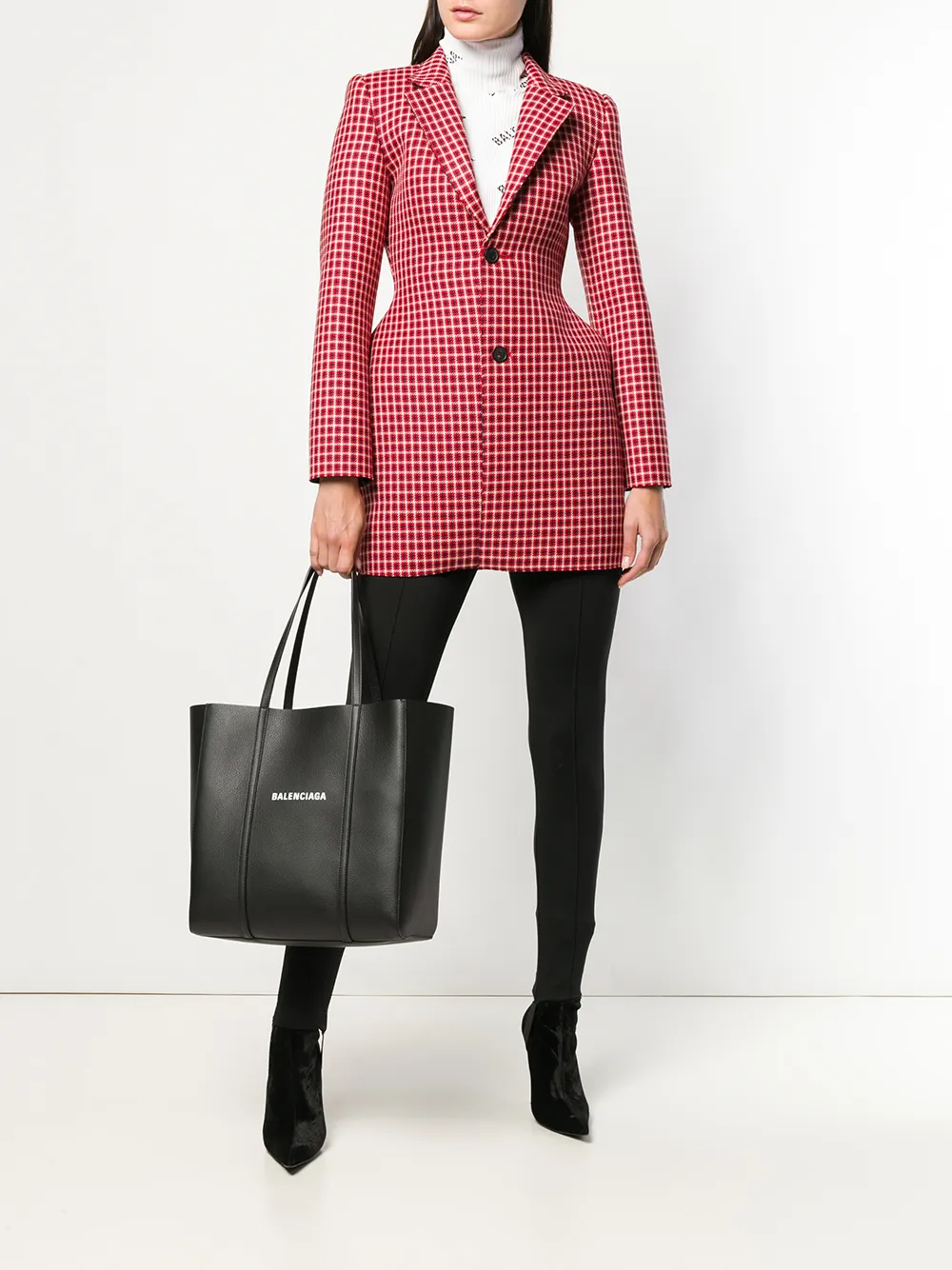 Balenciaga 3D jas met pied de poule dessin Rood