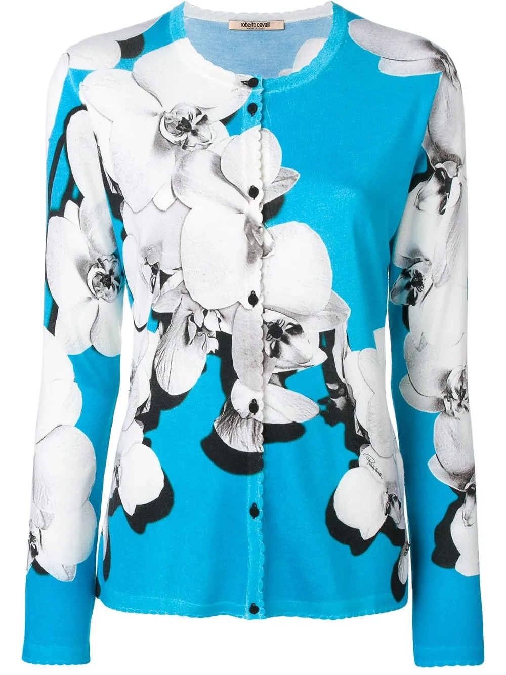 

Roberto Cavalli Orchid print cashmere cardigan - Blue
