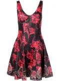 Roberto Cavalli Micro Parrot Tulip print leather dress - Black