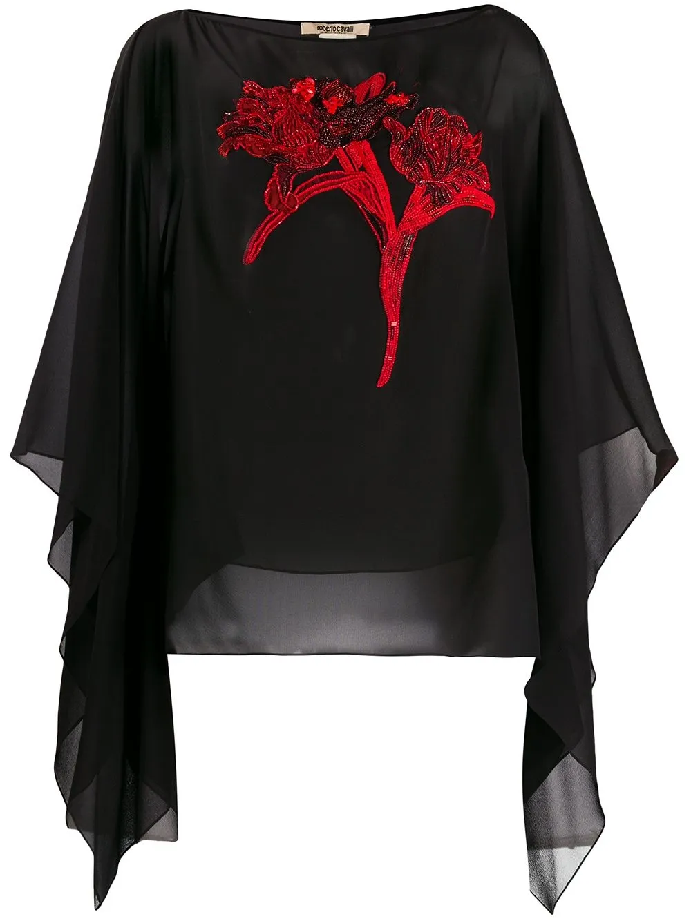 

Roberto Cavalli Tulip Embellished Chiffon Kaftan - Black
