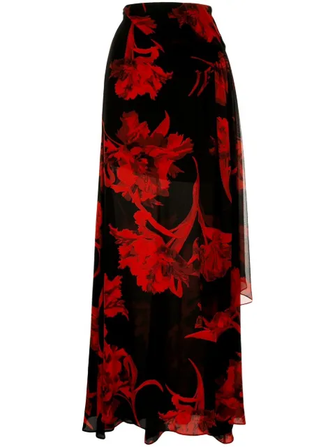 Roberto Cavalli Parrot Tulip Print Maxi Skirt