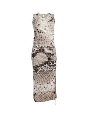Macro Snake Print Silk Dress