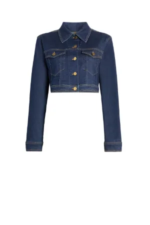 Dark Blue Cropped Denim Jacket 