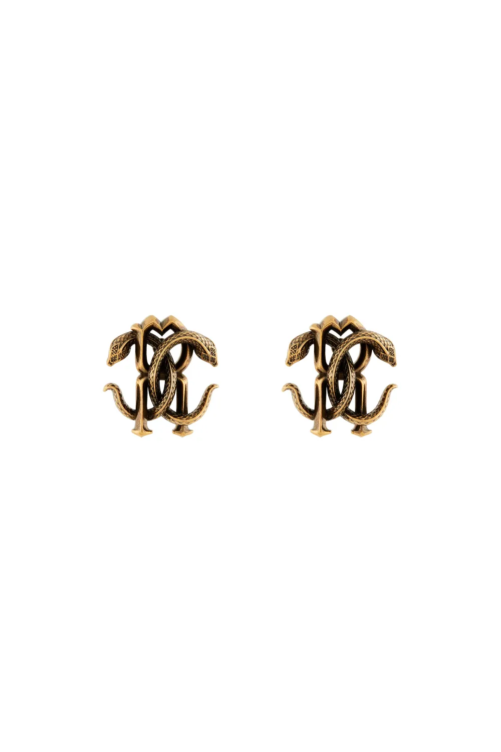 Click to view more detailed imagery on our partner's website Roberto Cavalli Mirror Snake Stud Earrings In Gold