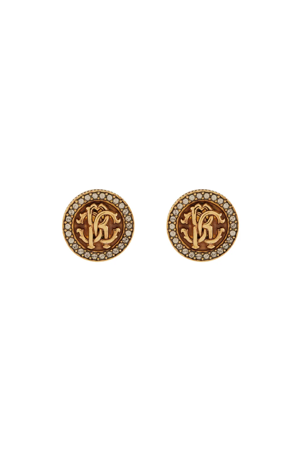 Click to view more detailed imagery on our partner's website Roberto Cavalli Rc Logo Earrings In D6258 Podium/Greige