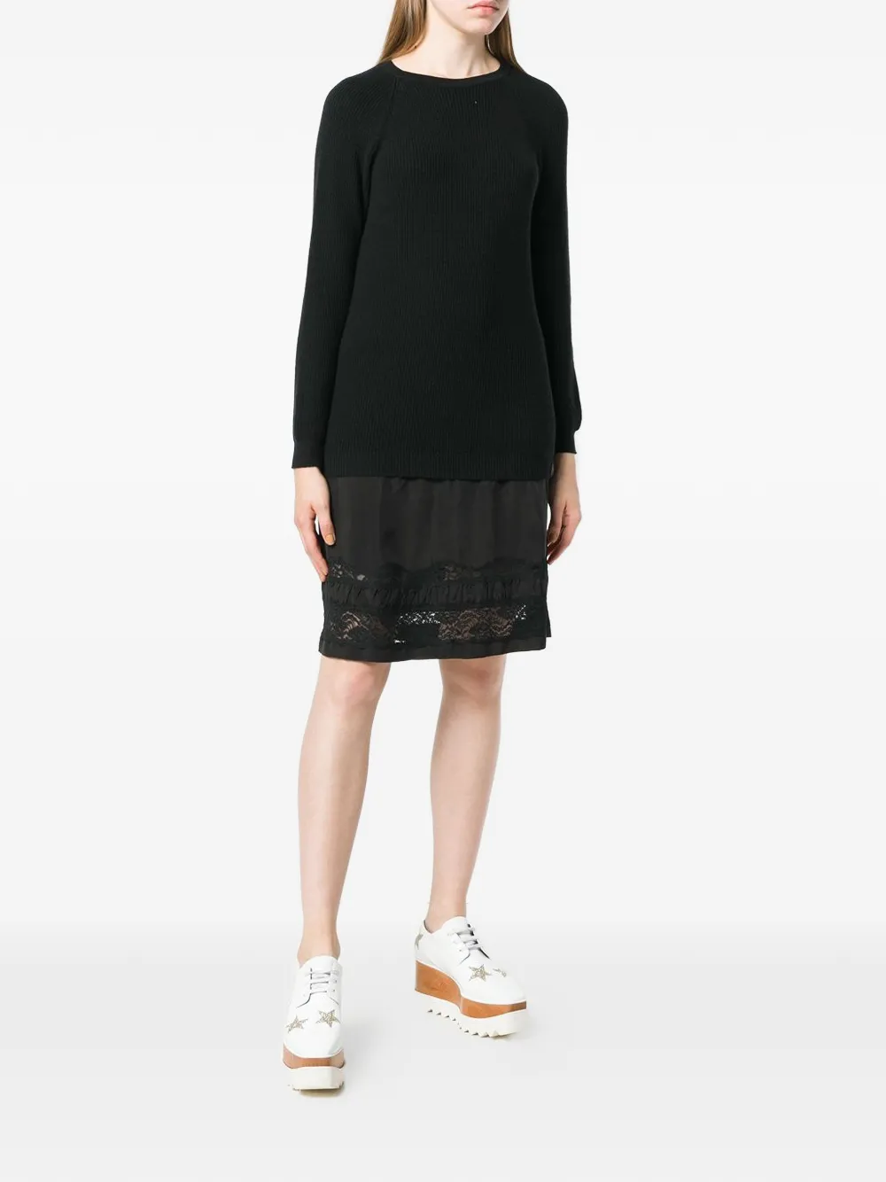  Moschino Pulloverkleid Mit Spitzeneinsatz   Schwarz 