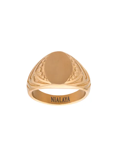 Nialaya Jewelry decorative engraved signet ring