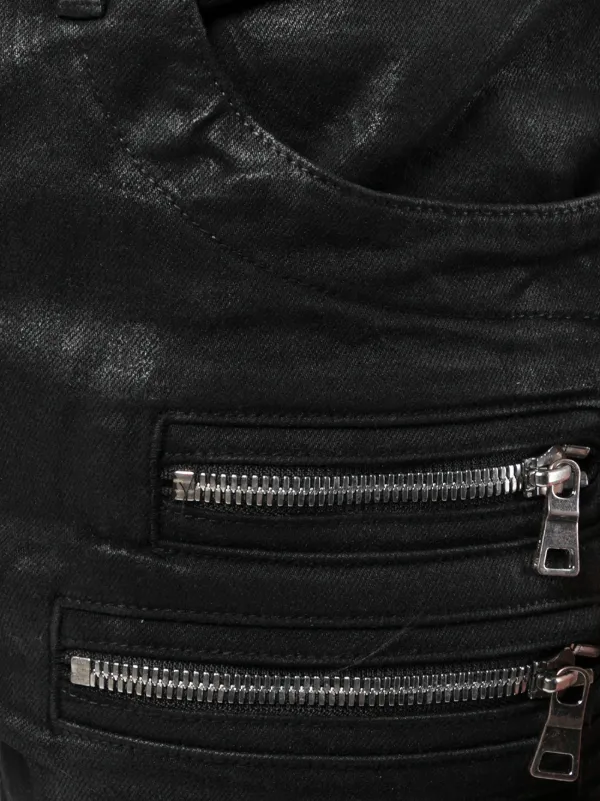 balmain waxed biker jeans